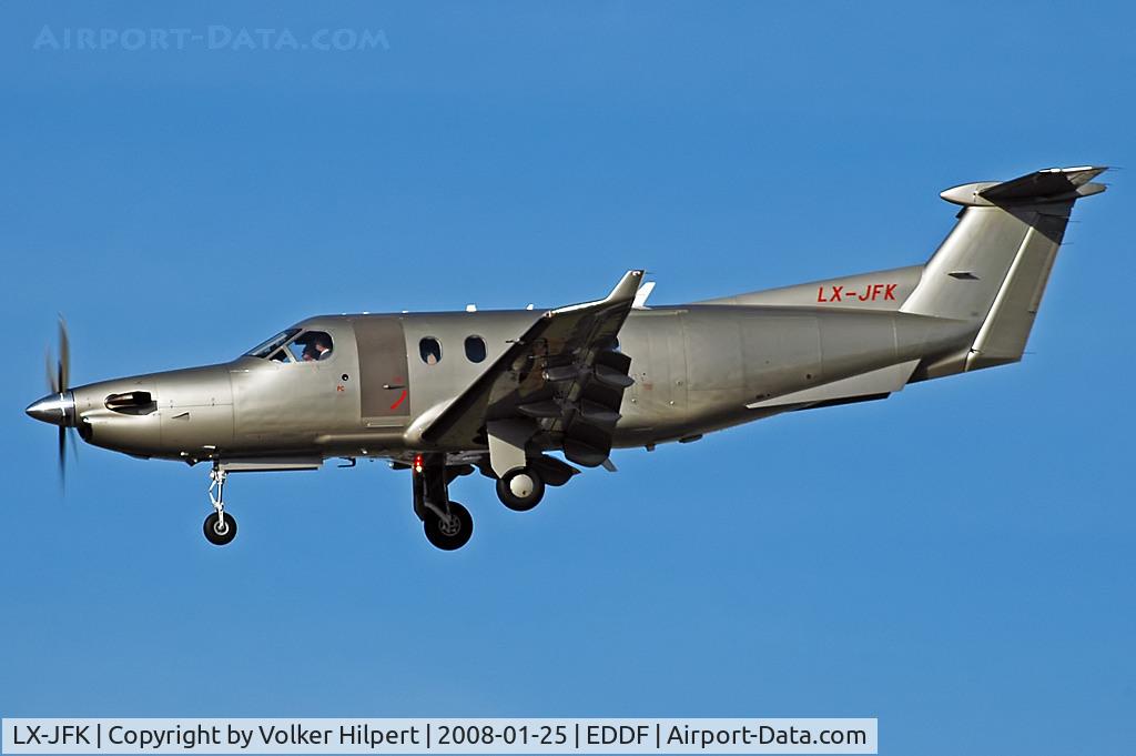 LX-JFK, 2005 Pilatus PC-12/45 C/N 683, on final at FRA