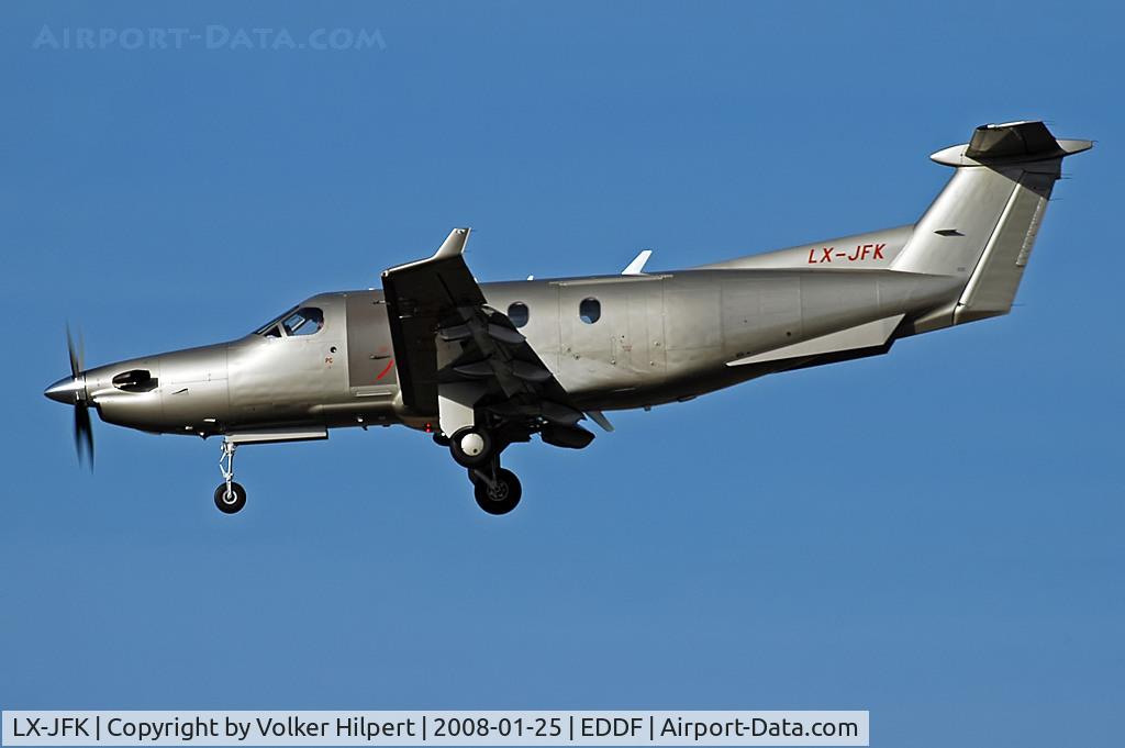 LX-JFK, 2005 Pilatus PC-12/45 C/N 683, on final at FRA