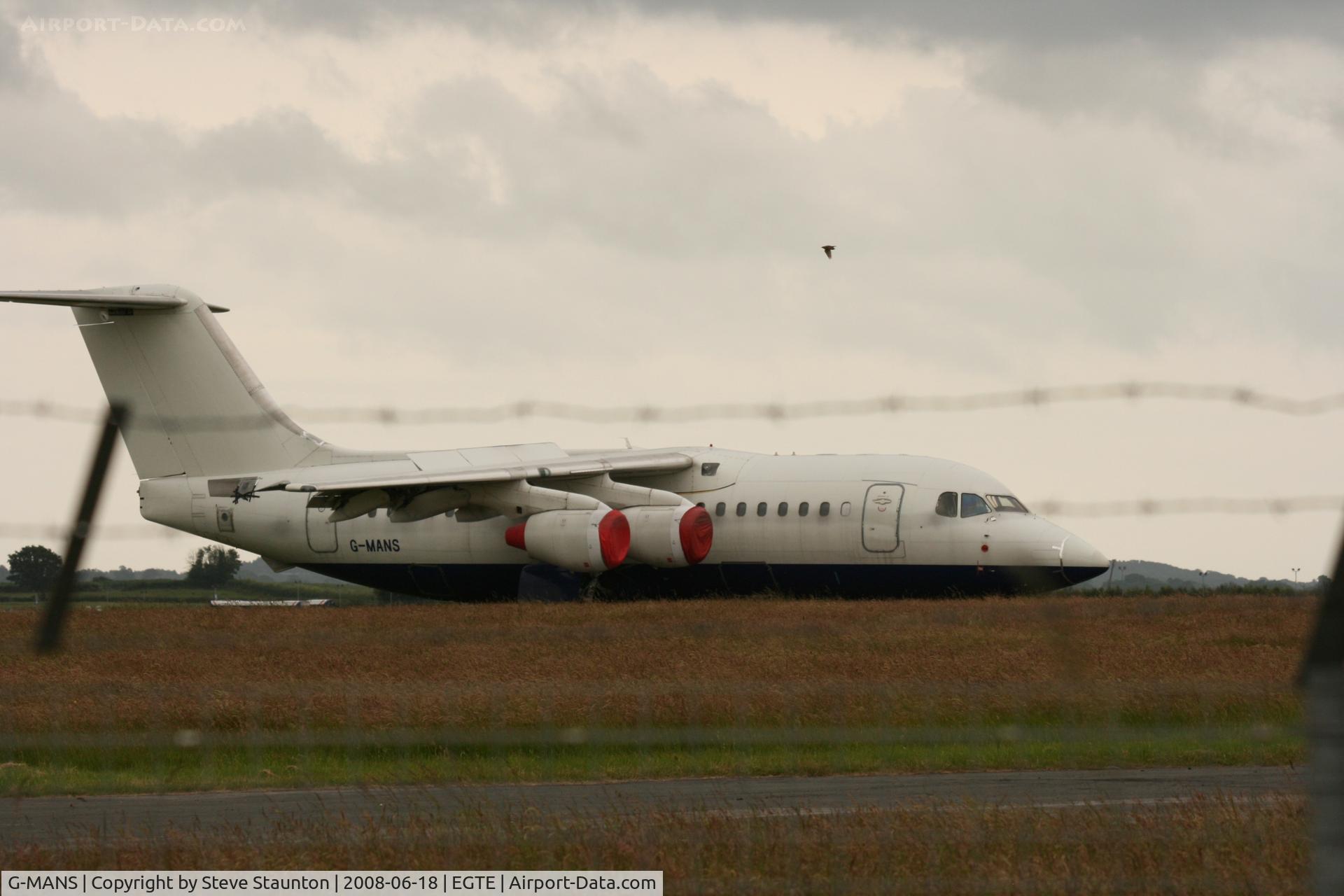G-MANS, 1987 British Aerospace BAe.146-200 C/N E2088, Seen at Exter Airport 18th June 2008 (aircraft in open storage)