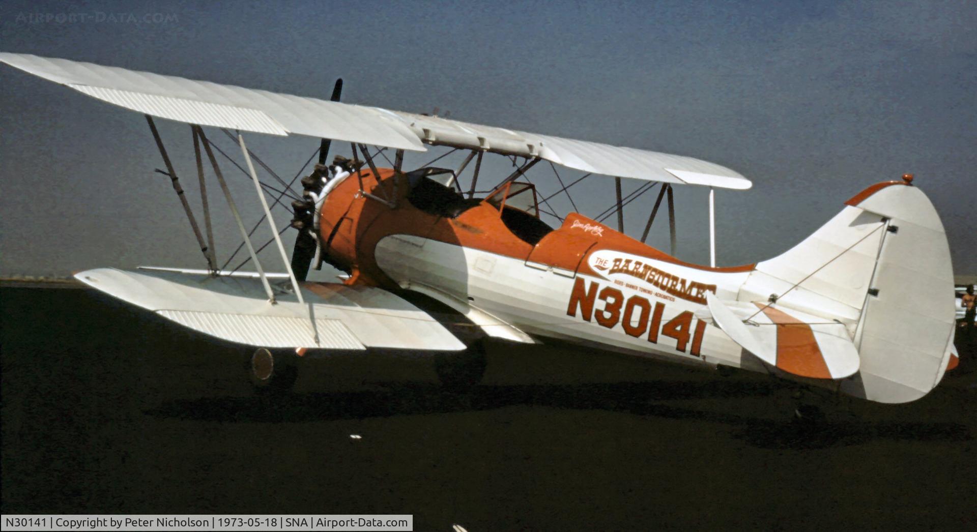 N30141, 1940 Waco UPF-7 C/N 5538, With Tallmantz Aviation at the time when the airport was known as Orange County Airport. John Wayne lived nearby and, of course, was still alive in 1973
