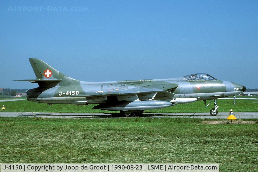 J-4150, Hawker Hunter F.58A C/N HABL-003073, The Hunter F58A was a secondhand series of Hunter acquired by the Swiss AF. Most F58A's were scrapped in the early nineties.