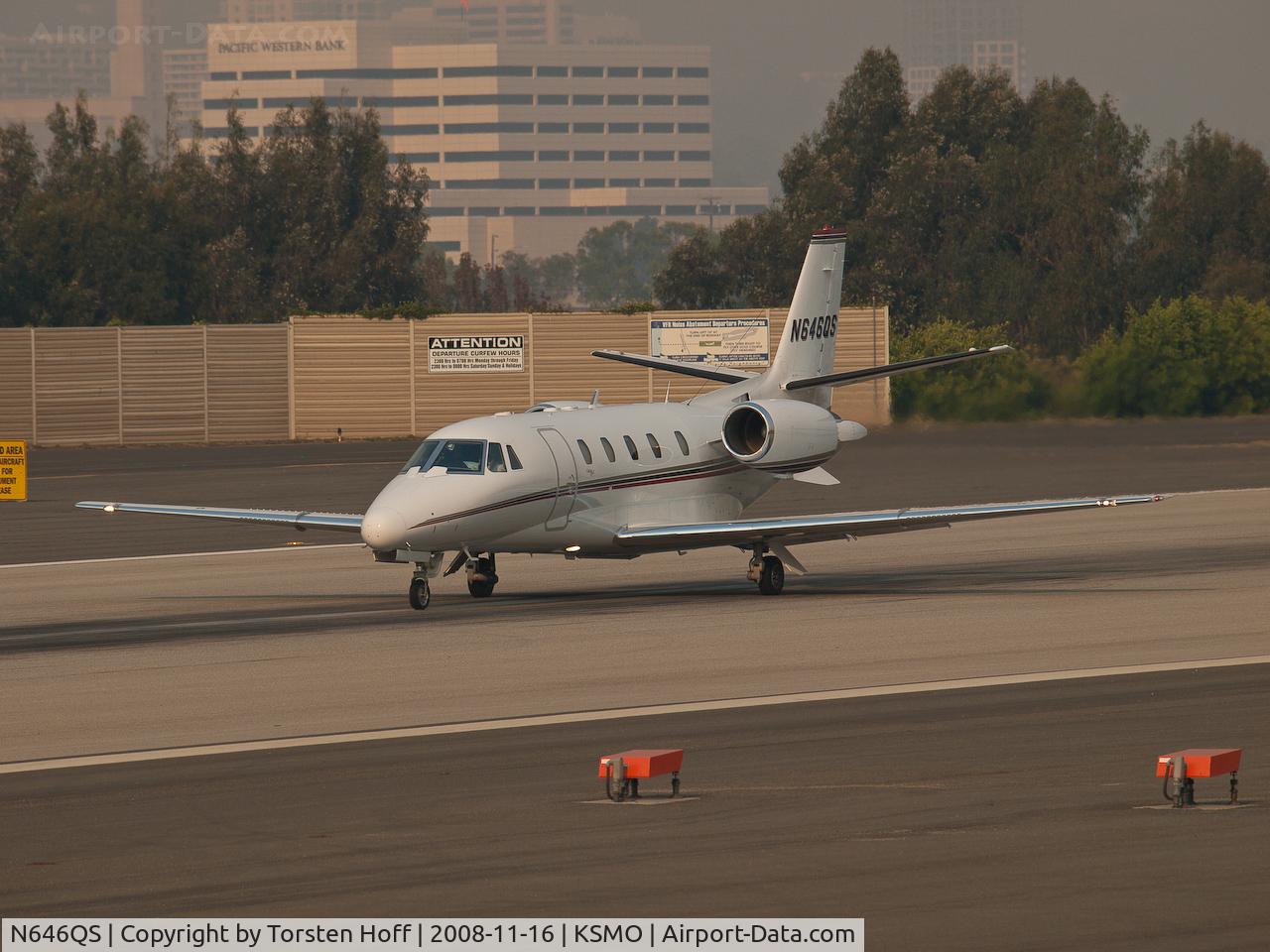 N646QS, 2002 Cessna 560XL Citation Excel C/N 560-5246, N646QS departing from RWY 21 into a sky full of smoke from wildfires.