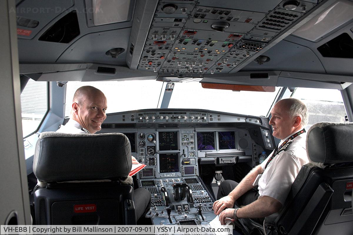 VH-EBB, 2002 Airbus A330-201 C/N 0522, The drivers in the cab.  Thanks guys for a great flight from SGN to SYD!  Whoever says that budget airlines are no good....think again as Jetstar will prove you wrong !!