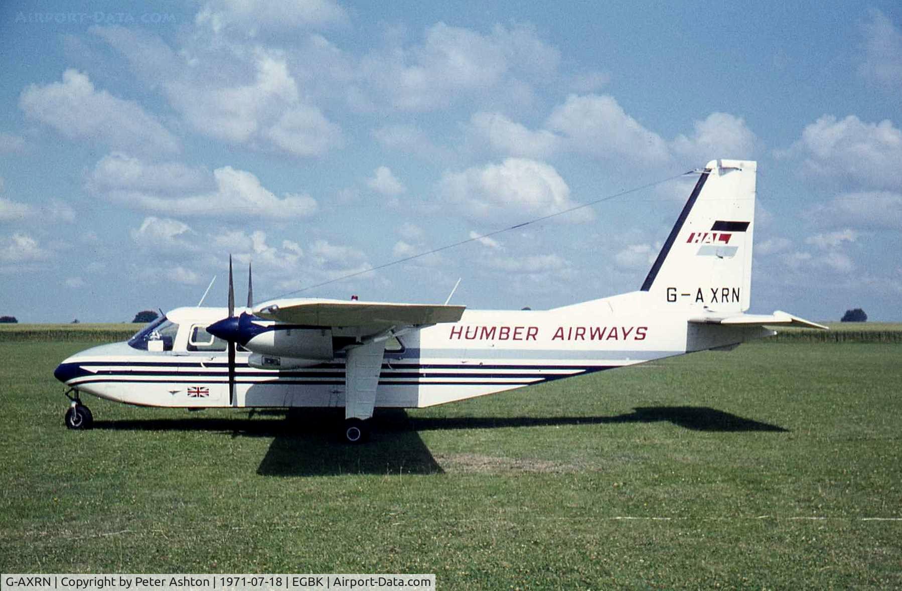 G-AXRN, 1969 Britten-Norman BN-2A-26 Islander C/N 129, PFA Rally 1971 Humber Airways