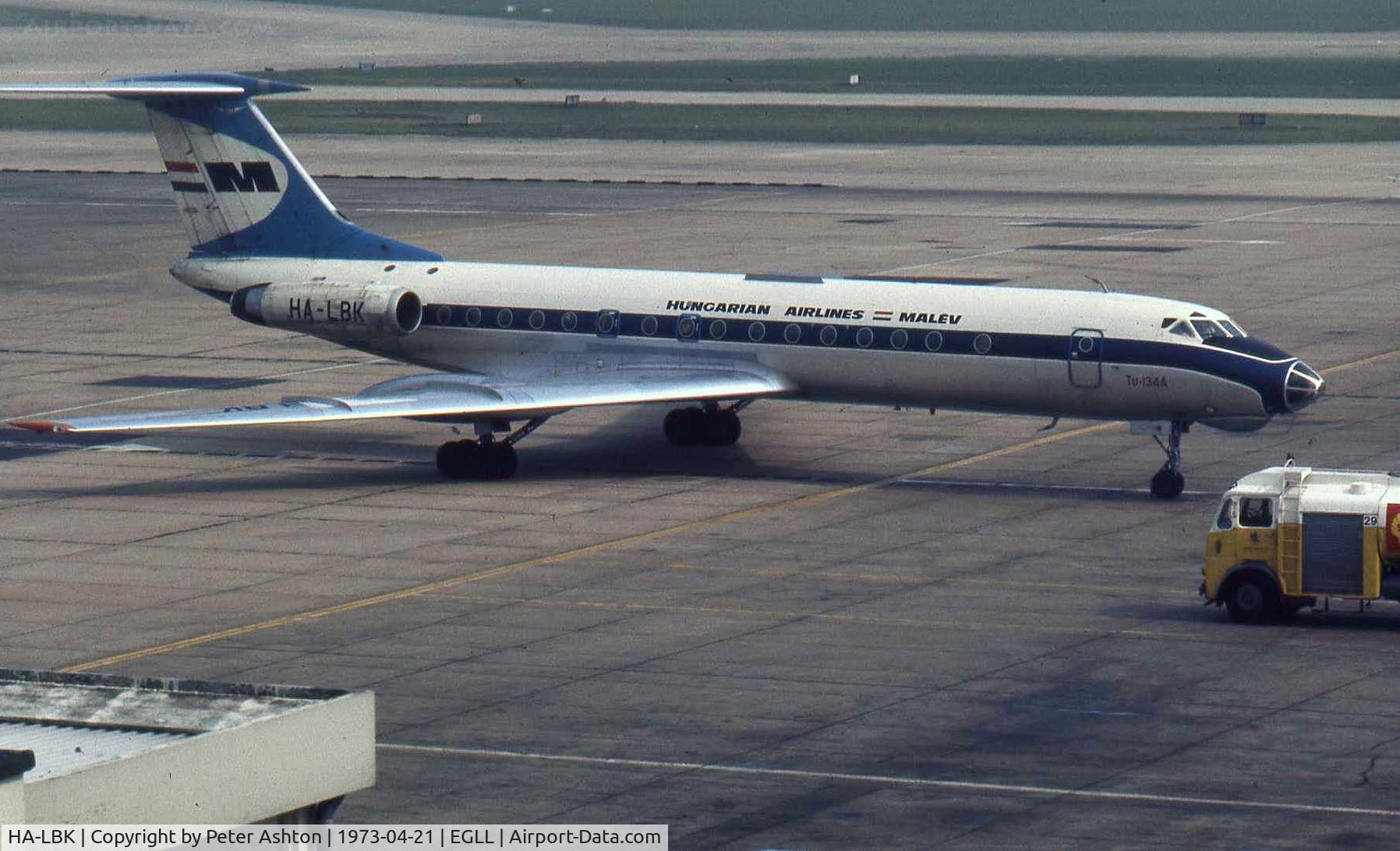 HA-LBK, 1971 Tupolev Tu-134A C/N 1351302, Malev Tupolev TU-134A