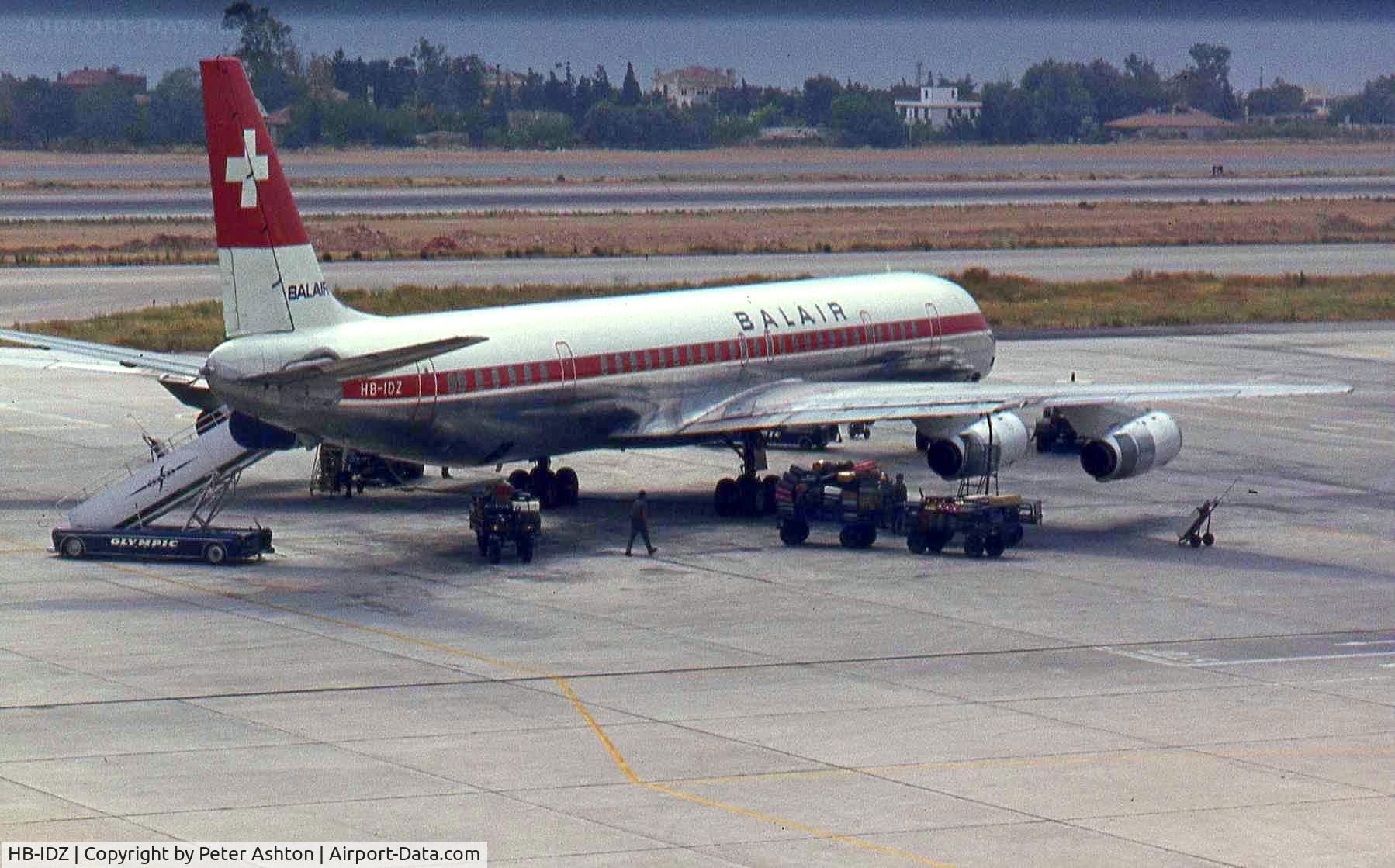 HB-IDZ, 1969 Douglas DC-8-63PF C/N 46074, Balair Douglas DC-8-63PF at the old Athens Hellenikon Airport LGAT