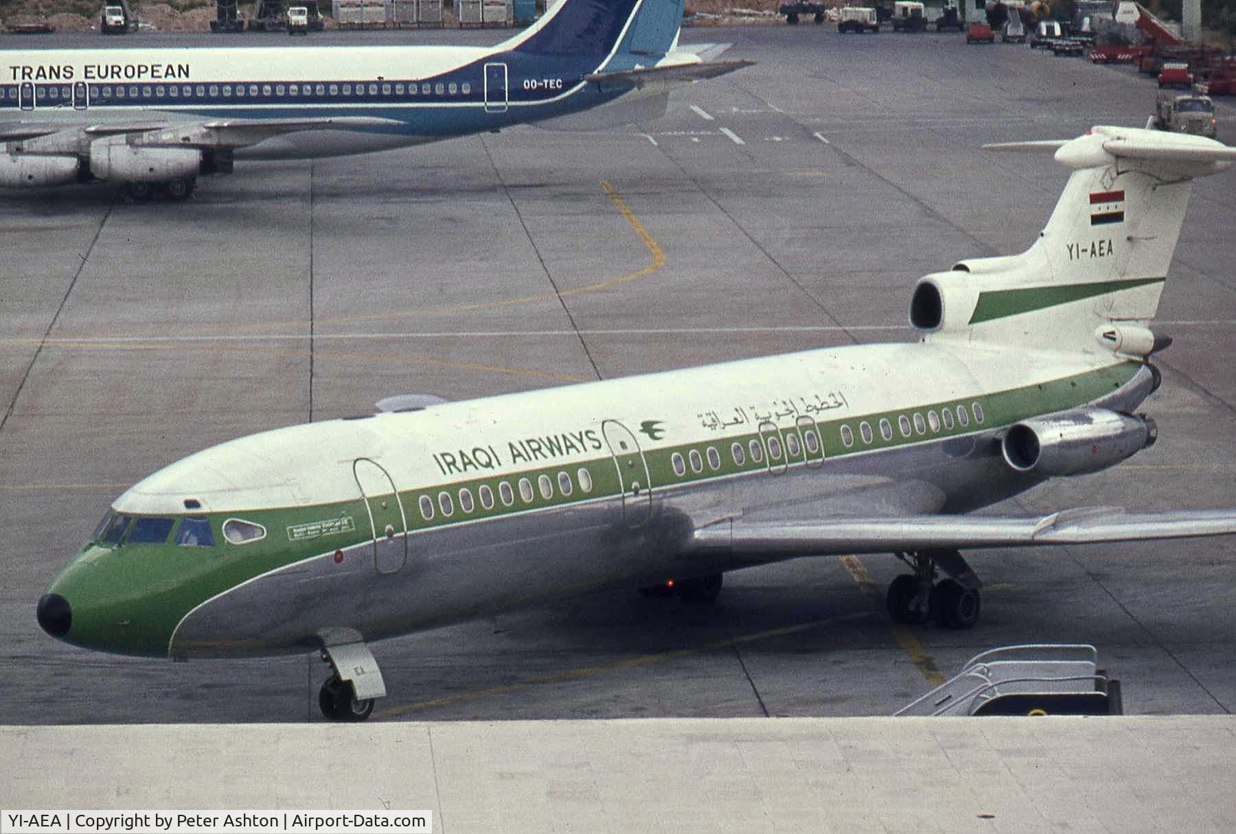 YI-AEA, 1965 Hawker Siddeley HS.121 Trident 1E C/N 2125, Iraqi HS121 Trident 1E at the old Athens Hellenikon Airport LGAT