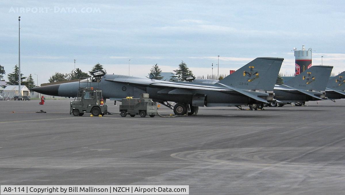 A8-114, 1973 General Dynamics F-111C Aardvark C/N A1-159, Royal Australian Air Force (RAAF) General Dynamics F-111C Aardvark.   c/n159.  After doing a NavEx to NZ over the Tasman Sea