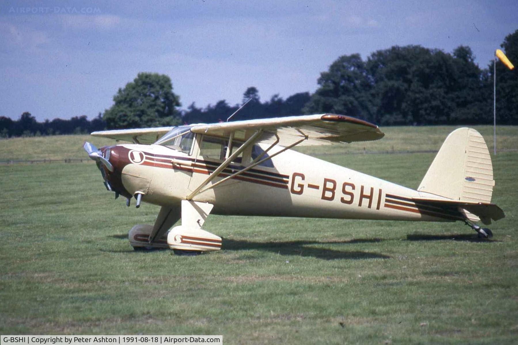G-BSHI, 1945 Luscombe 8F Silvaire C/N 1821, Moth Rally 1991, Woburn Abbey, Bedfordshire, England