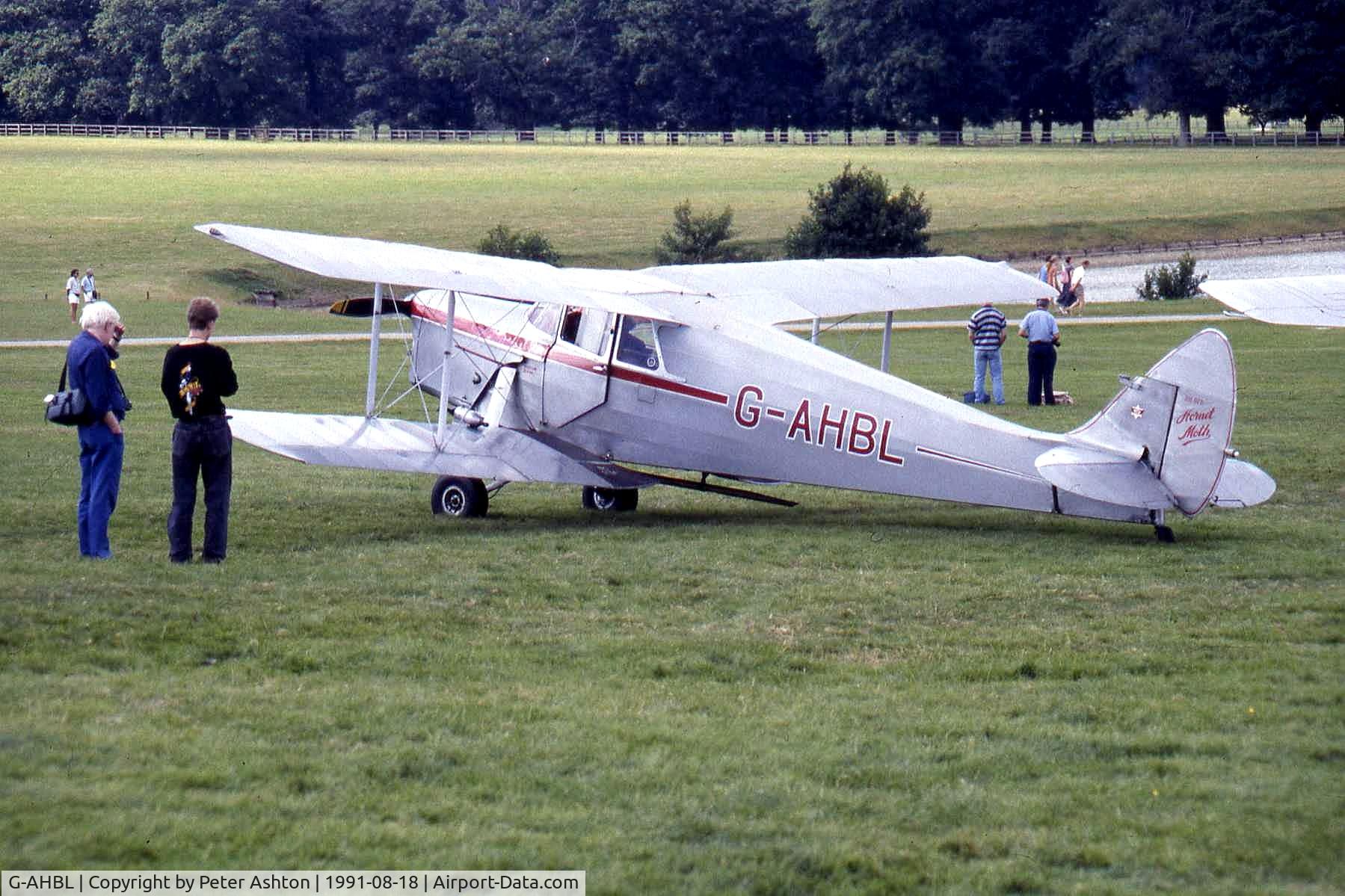 G-AHBL, 1936 De Havilland DH.87B Hornet Moth C/N 8135, Moth Rally 1991, Woburn Abbey, Bedfordshire, England