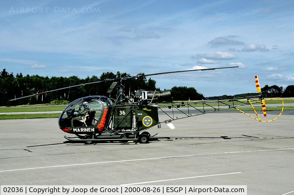 02036, Saab Hkp2 Alouette II (SE-3130) C/N 1246/C101, This Alouette II was on the flightline of the Säve open house. It's now preserved in the local museum.