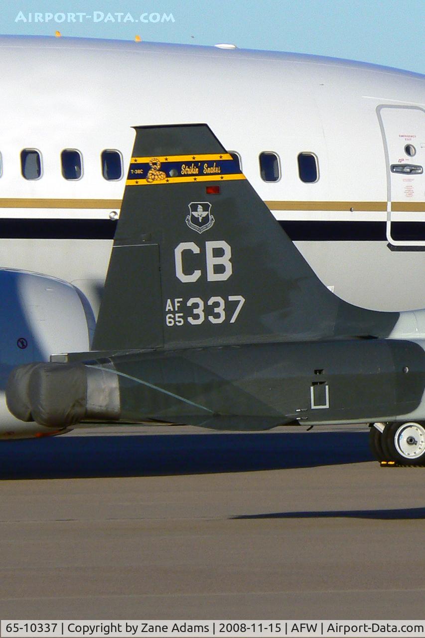 65-10337, 1965 Northrop AT-38B Talon C/N N.5756, At Alliance - Fort Worth - USAF AT-38B - This aircraft is listed as being modified from a T-38A to AT-38B weapons trainer. There are also notes that the AT-38B's are being modified to T-38C standard.