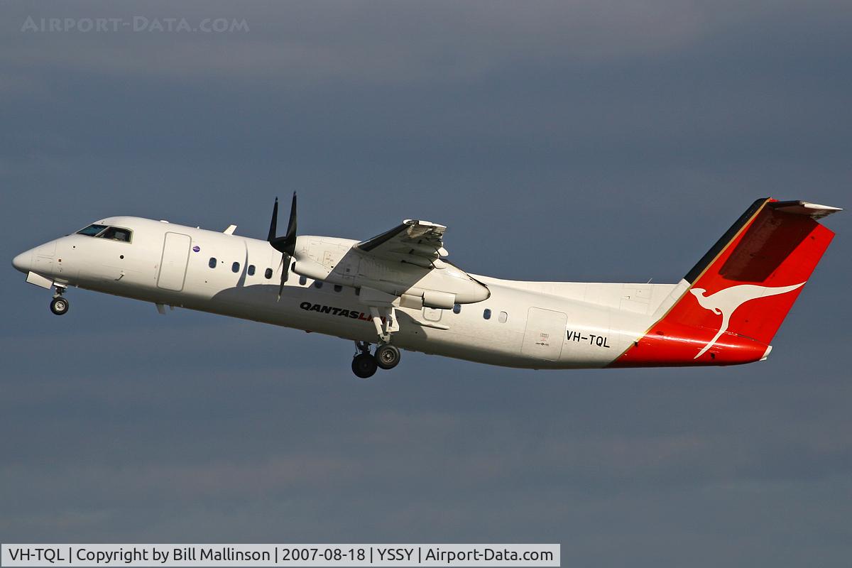 VH-TQL, 2004 De Havilland Canada DHC-8-315Q Dash 8 C/N 603, Climbing out from r/w 16R.  Morning shooting before my flight to Vietnam