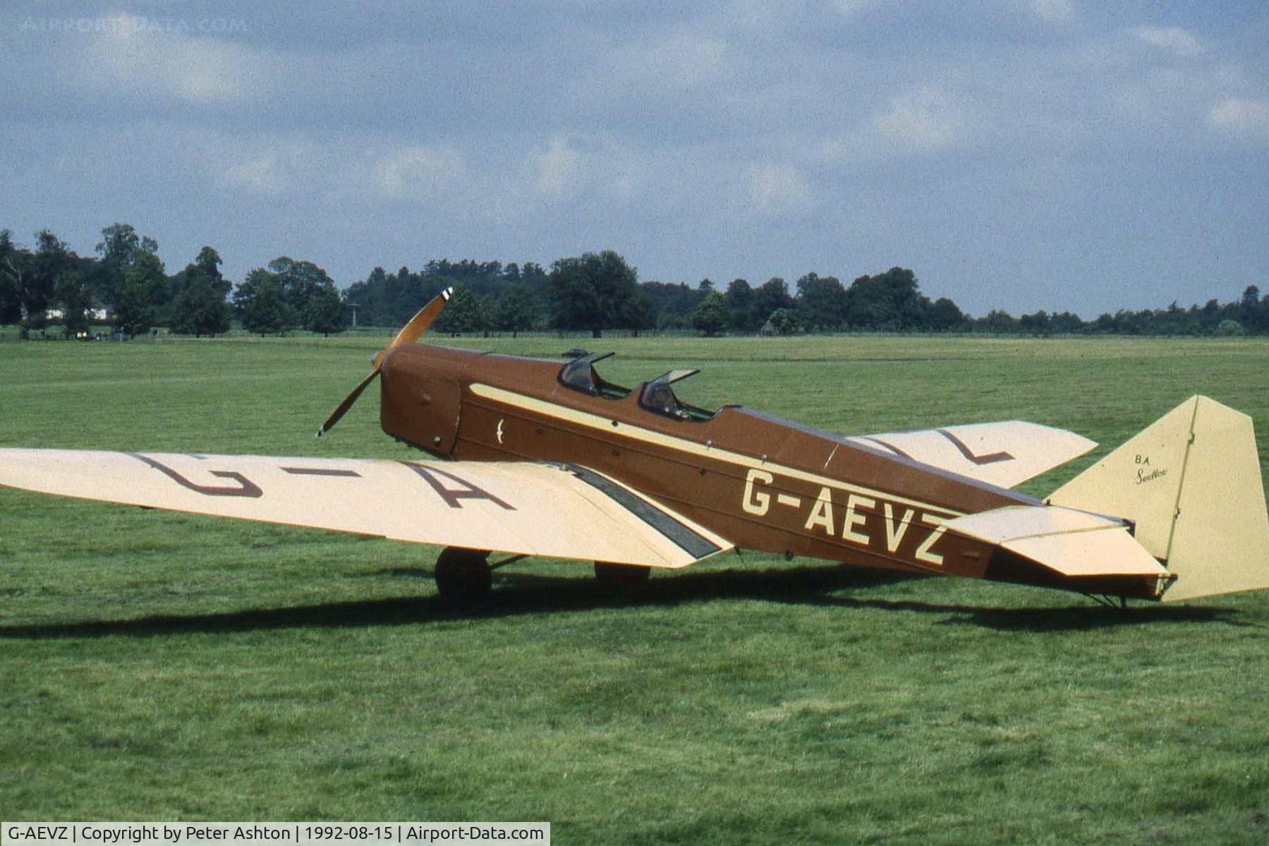 G-AEVZ, 1937 British Aircraft Manufacturing Company Ltd BA Swallow 2 C/N 475, Moth Rally 1992, Woburn Abbey, Bedfordshire, England