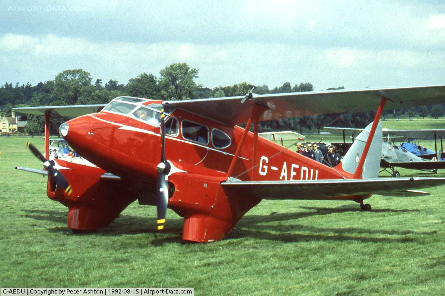 G-AEDU, 1937 De Havilland DH-90A Dragonfly C/N 7526, Moth Rally 1992, Woburn Abbey, Bedfordshire, England