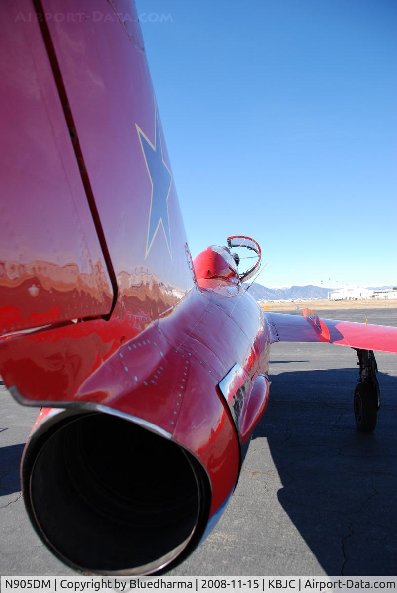 N905DM, 1977 Mikoyan-Gurevich MIG-17T C/N 551604, Salute to Veteran's 2008 event at Broomfield Colorado. Two seat Chinese built advanced fighter trainer. It was built in Chengdu from 1966 to 1986. Colors of the Russian Air Force. It is one of only two in the U.S.