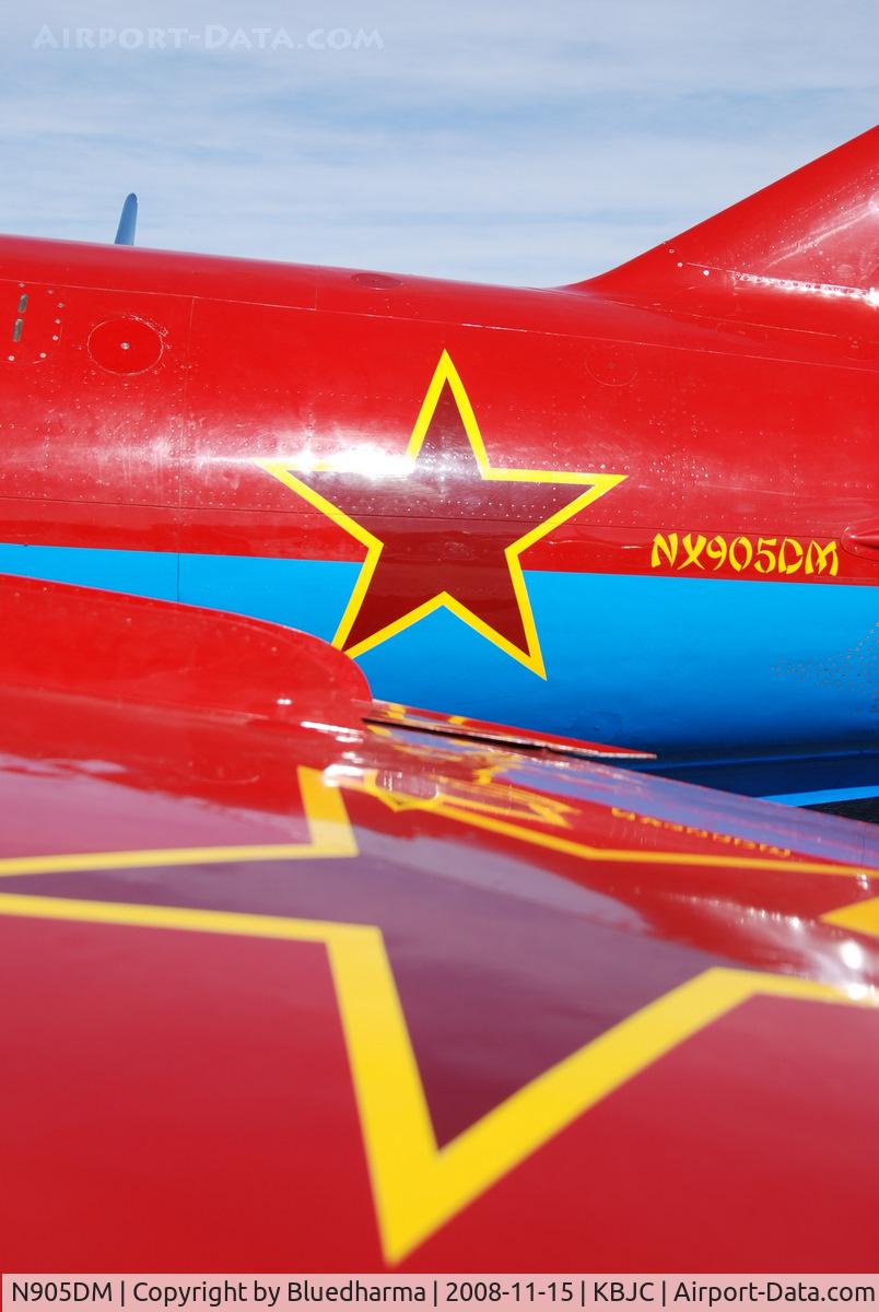 N905DM, 1977 Mikoyan-Gurevich MIG-17T C/N 551604, Salute to Veteran's 2008 event at Broomfield Colorado. Two seat Chinese built advanced fighter trainer. It was built in Chengdu from 1966 to 1986. Colors of the Russian Air Force. It is one of only two in the U.S.