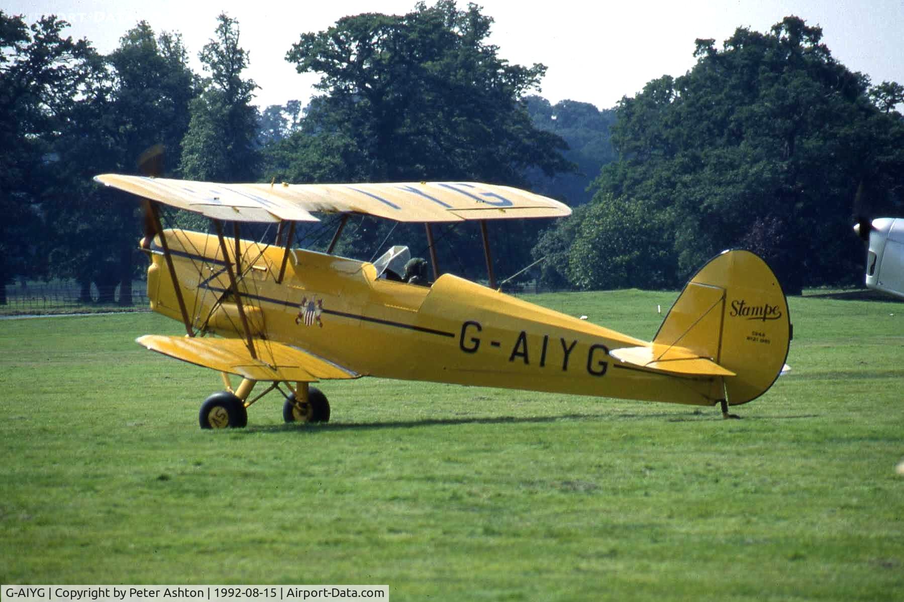 G-AIYG, 1945 Stampe-Vertongen SV-4B C/N 21, Moth Rally 1992, Woburn Abbey, Bedfordshire, England