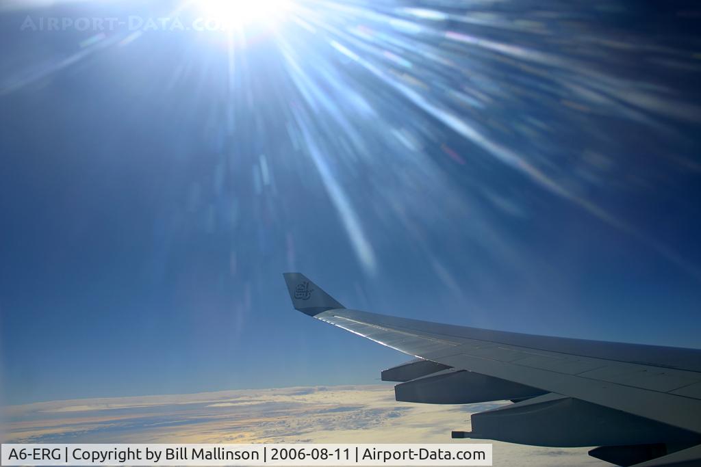 A6-ERG, Airbus A340-541 C/N 608, Over the Tasman Sea - SYD-CHC as EK412