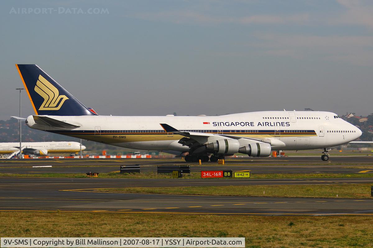 9V-SMS, 1993 Boeing 747-412 C/N 27134, Taxiing to terminal after landing on r/w 34L from SIN