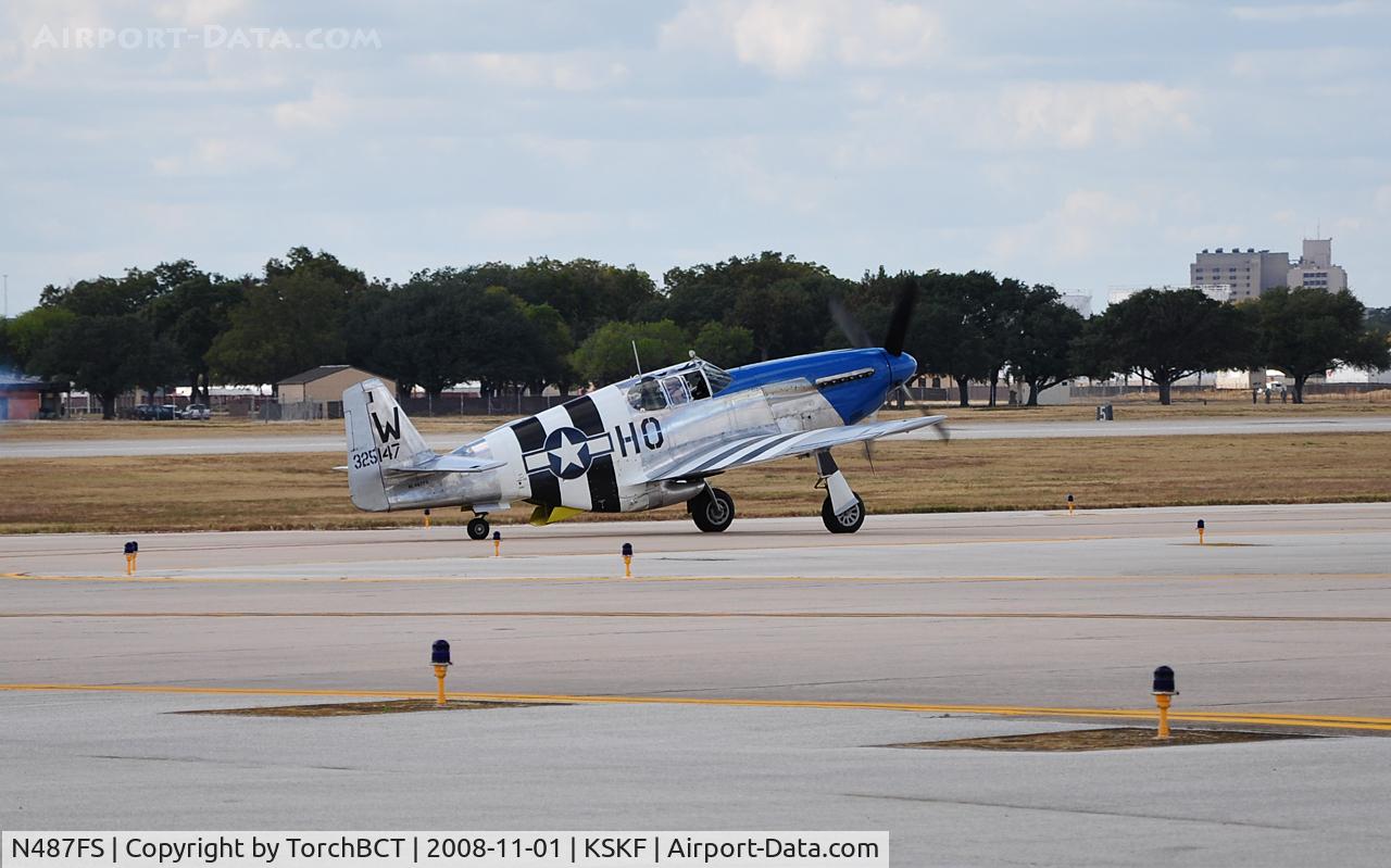 N487FS, 1943 North American P-51C Mustang C/N 103-26778, P-51C Mustang taxiing in at Lackland Airshow 2008
