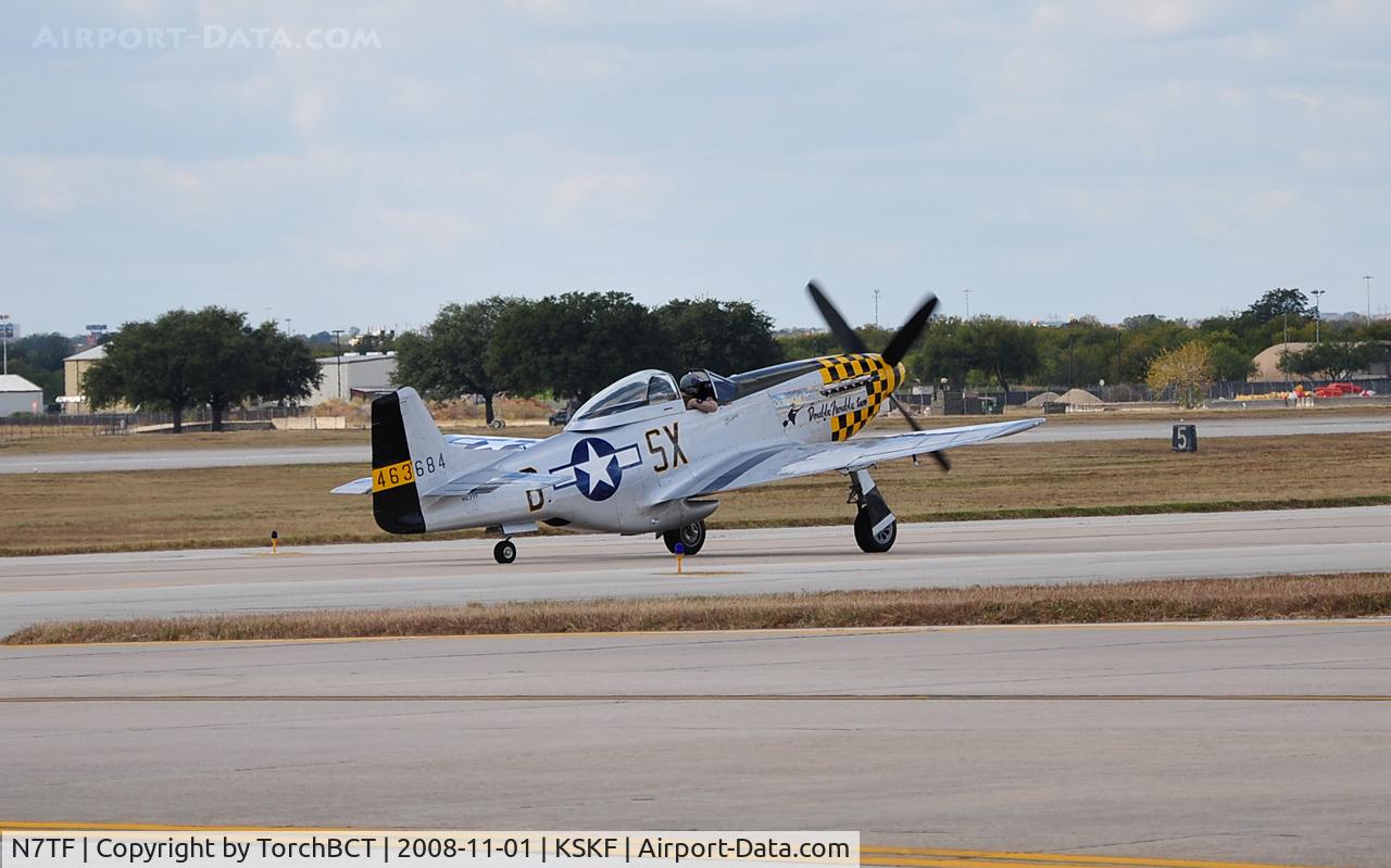 N7TF, 1944 North American P-51D Mustang C/N 44-73856, P-51D Mustang taxiing in at Lackland Airshow 2008