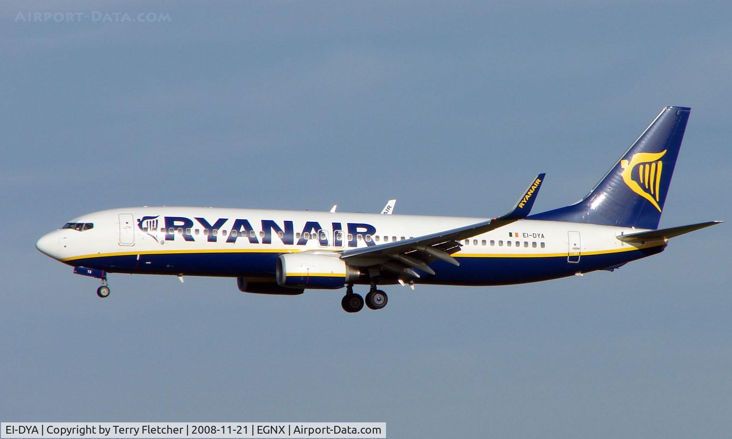 EI-DYA, 2008 Boeing 737-8AS C/N 33631, One of the many Ryanair B737s at East Midlands