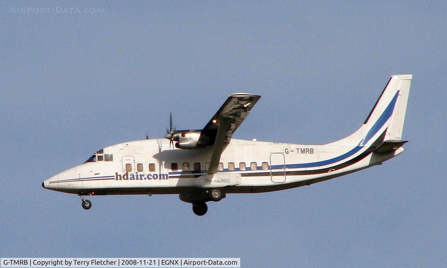G-TMRB, 1986 Short 360-100 C/N SH.3690, Now in revised colour scheme with hdair.com  titles training flight Coventry - East Midlands