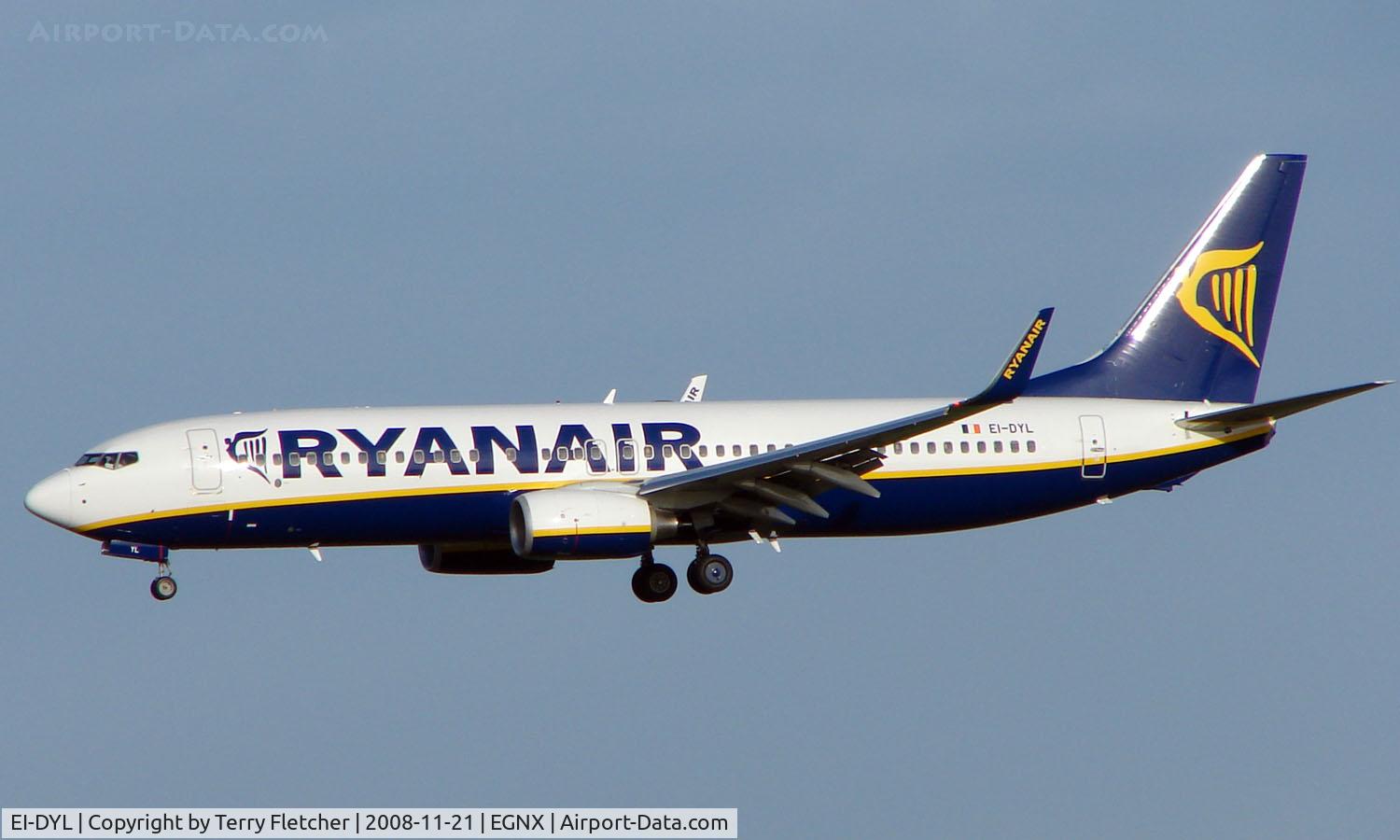 EI-DYL, 2008 Boeing 737-8AS C/N 36574, One of the many Ryanair B737s at East Midlands