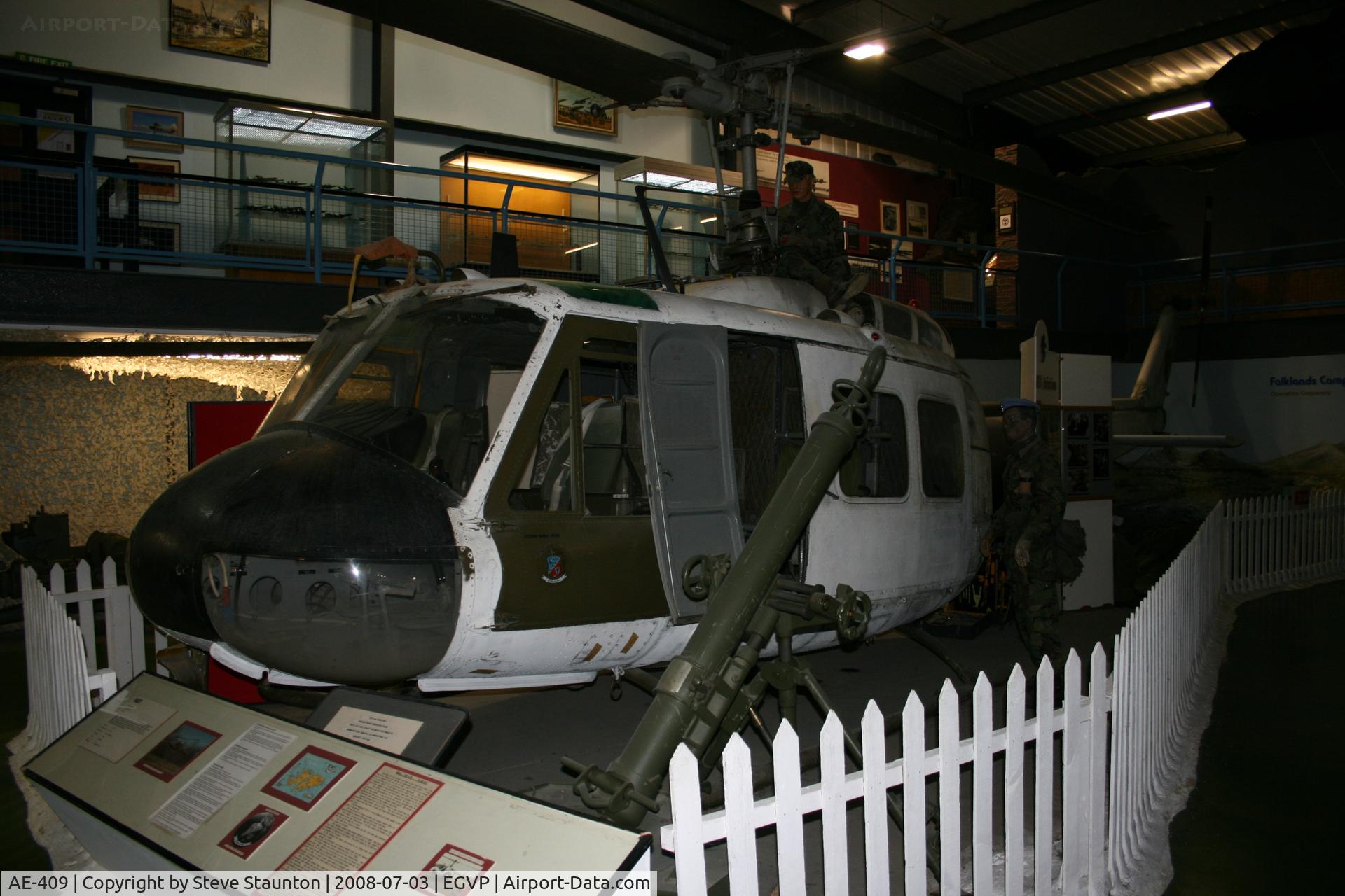 AE-409, 1972 Bell UH-1H Iroquois C/N 13205, Taken at the Museum of Army Flying, Middle Wallop July 2008.