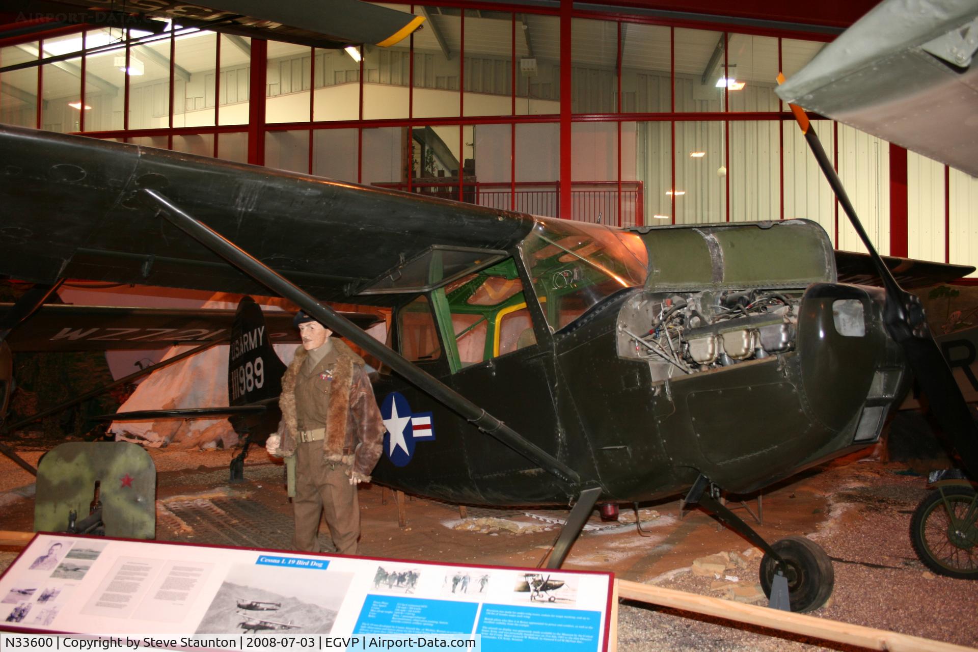 N33600, 1951 Cessna O-1A (305A) Bird Dog C/N 22303, Taken at the Museum of Army Flying, Middle Wallop July 2008.