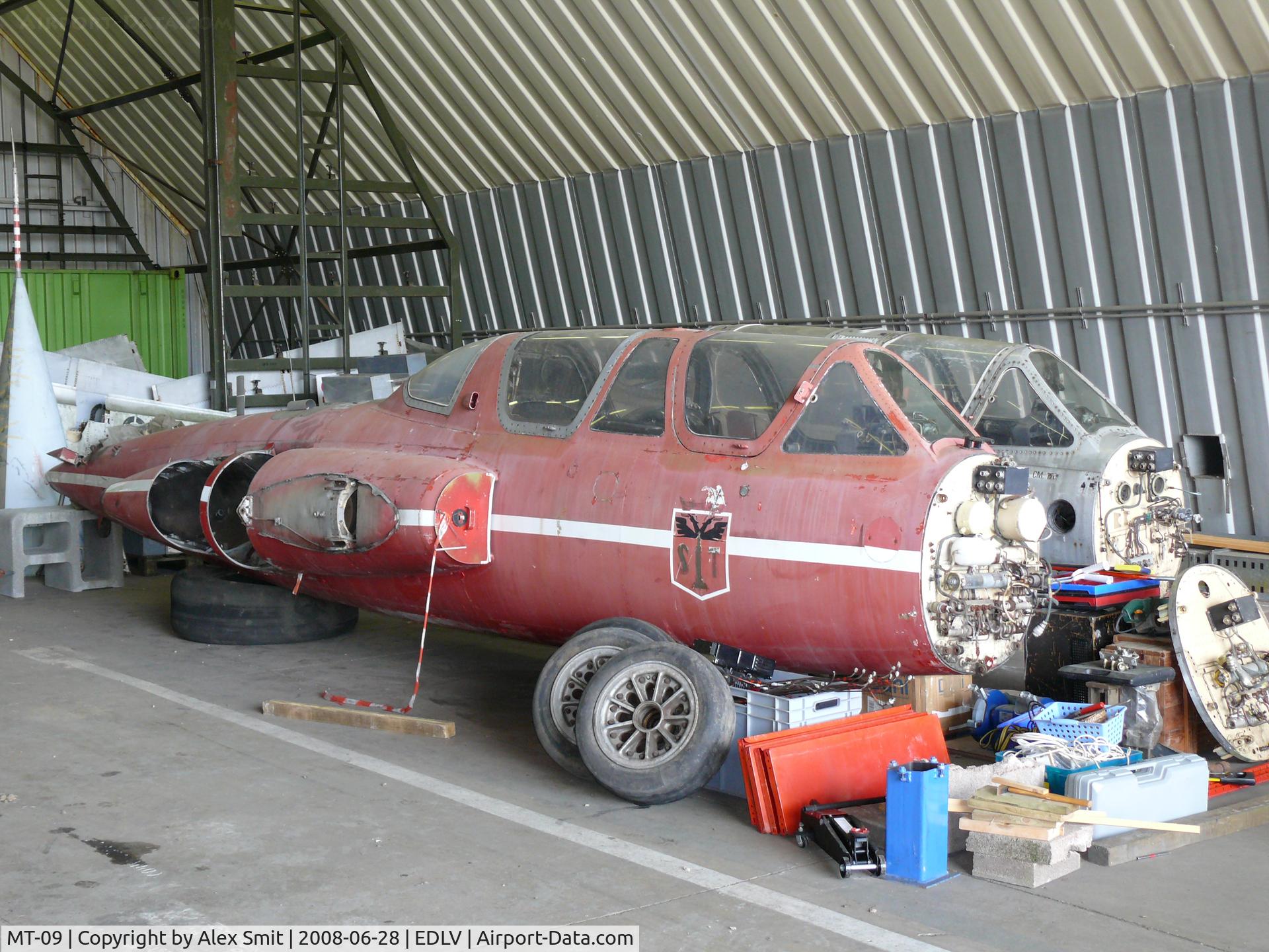 MT-09, Fouga CM-170 Magister C/N 266, Fouga CM-170 Magister MT-09 ex Belgian Air Force, the remainders are stored in a shelter at EDLV waiting for better times.