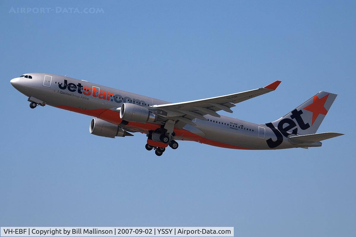 VH-EBF, 2007 Airbus A330-202 C/N 853, one of the latest to the JQ fleet, delivered only 9 days ago
