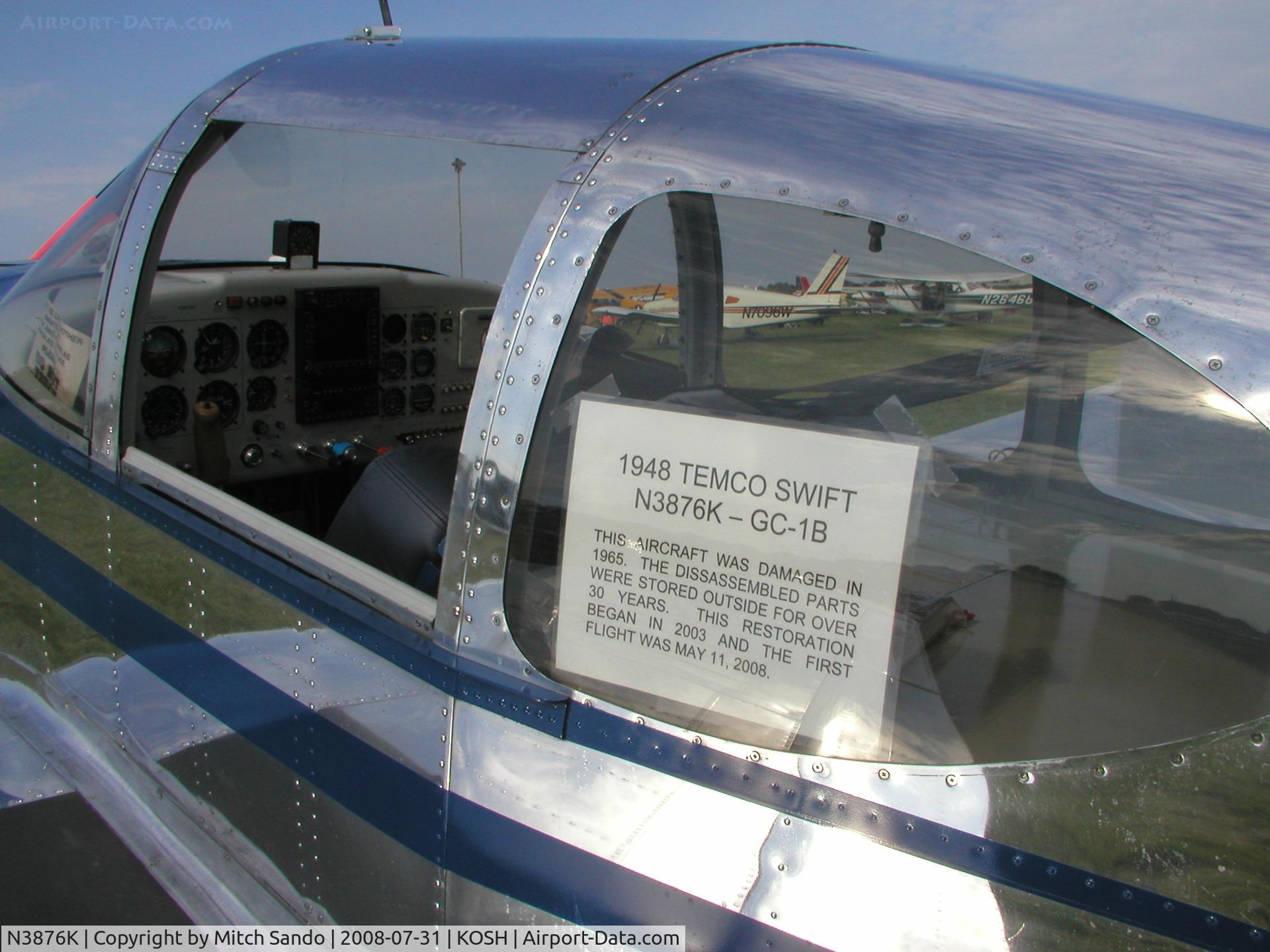 N3876K, 1948 Temco GC-1B Swift C/N 3576, EAA AirVenture 2008.