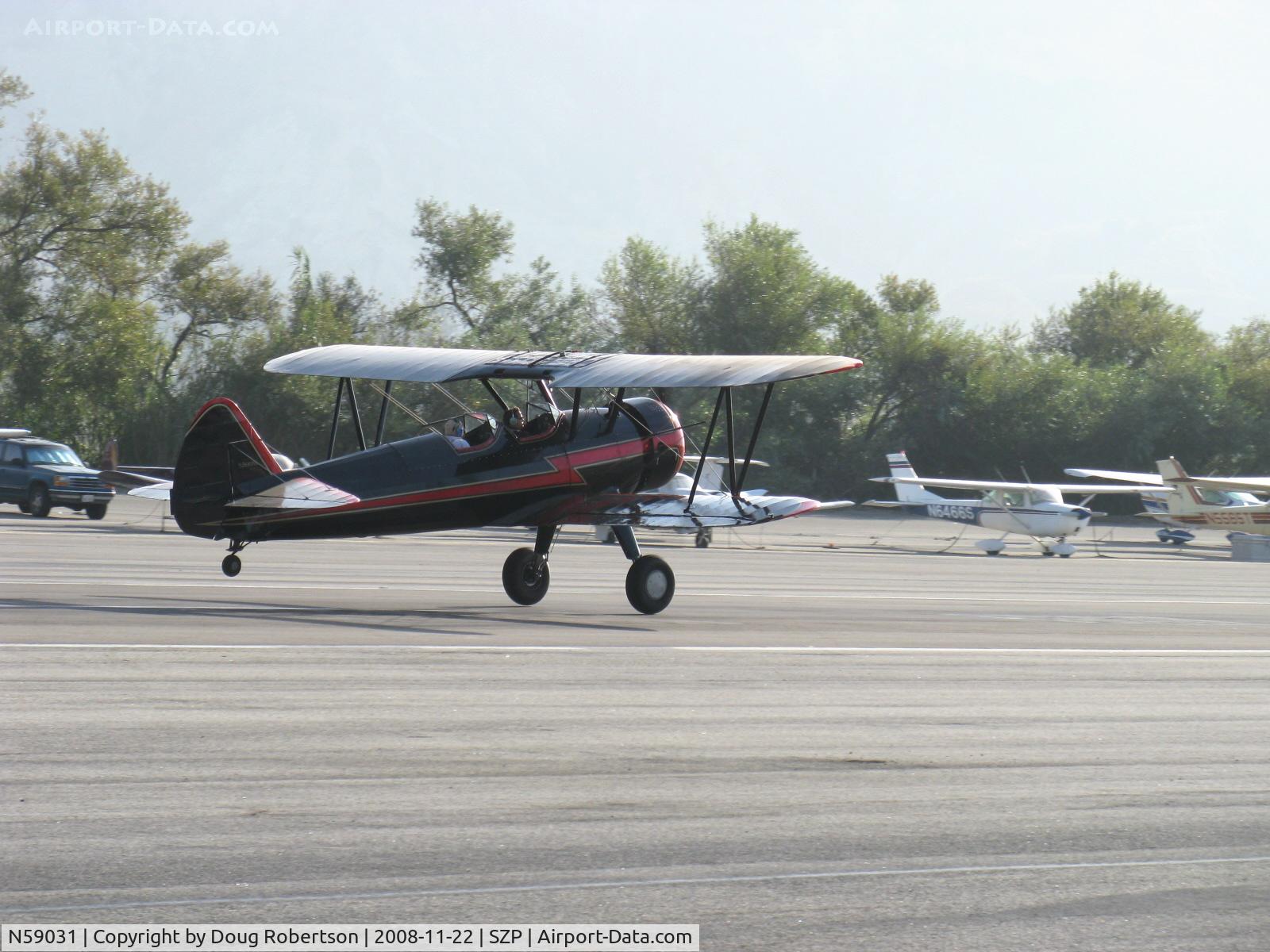 N59031, 1941 Boeing A75N1(PT17) C/N 75-3808, 1941 Boeing Stearman A75N1 (PT-17), Continental W670 220 Hp, takeoff roll Rwy 22