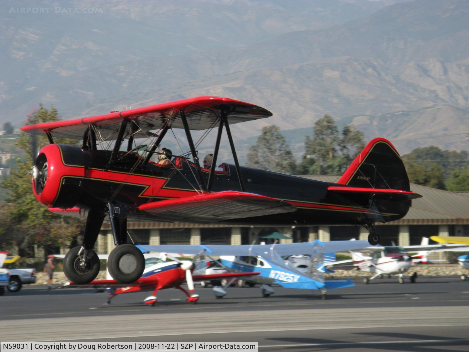 N59031, 1941 Boeing A75N1(PT17) C/N 75-3808, 1941 Boeing Stearman A75N1 (PT-17), Continental W670 220 Hp, takeoff Rwy 22