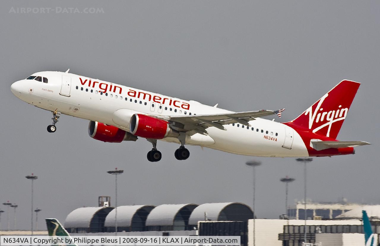 N634VA, 2008 Airbus A320-214 C/N 3359, Taking off from rwy 25R