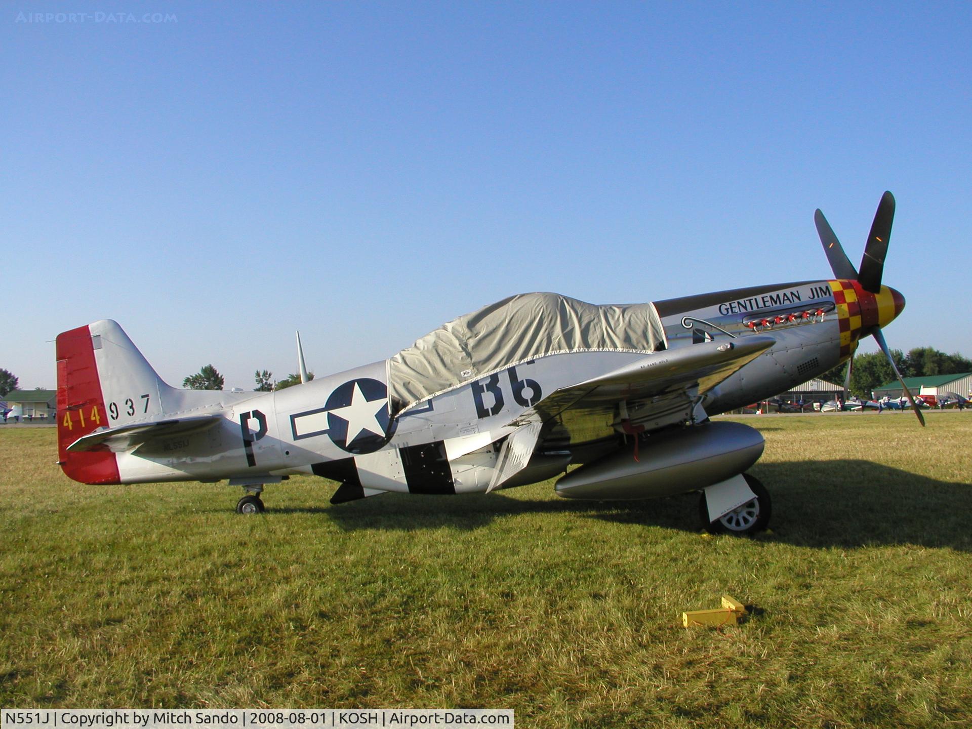 N551J, 1957 North American P-51D Mustang C/N 44-74230, EAA AirVenture 2008.