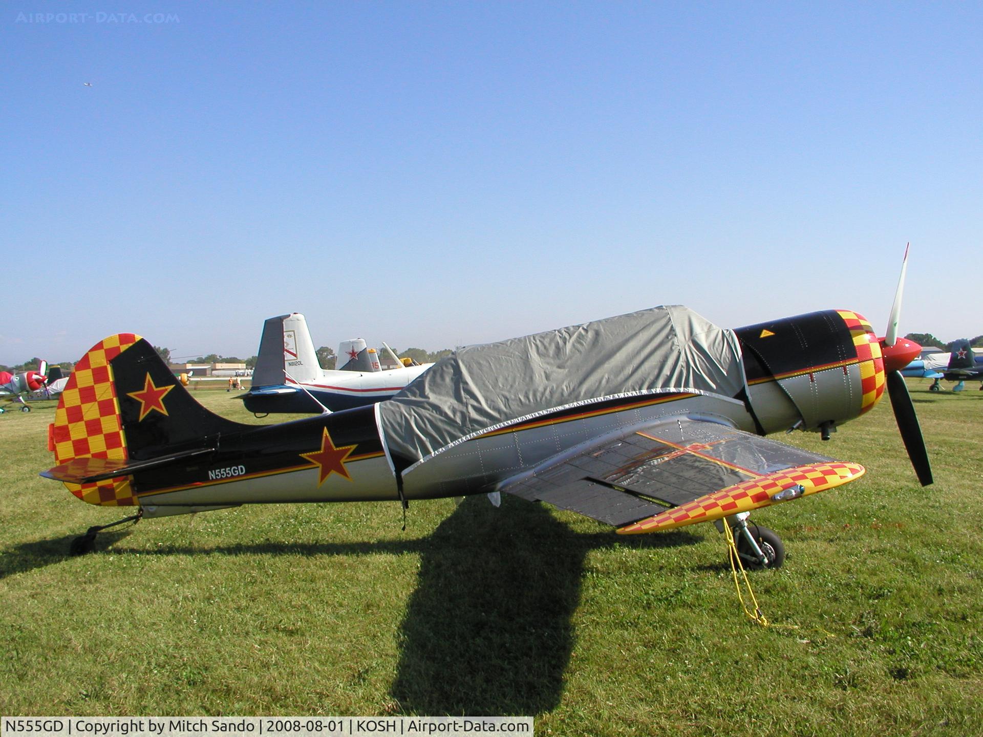N555GD, 2003 Yakovlev (Aerostar) Yak-52TW C/N 0212405, EAA AirVenture 2008.
