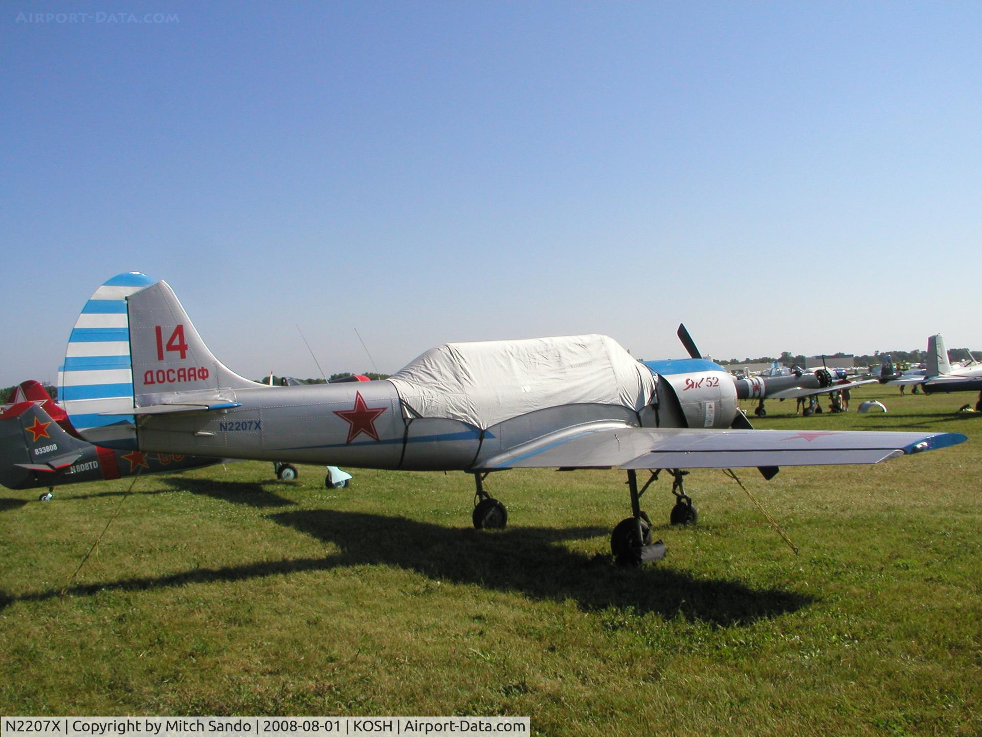 N2207X, 1982 Yakovlev Yak-52 C/N 822014, EAA AirVenture 2008.