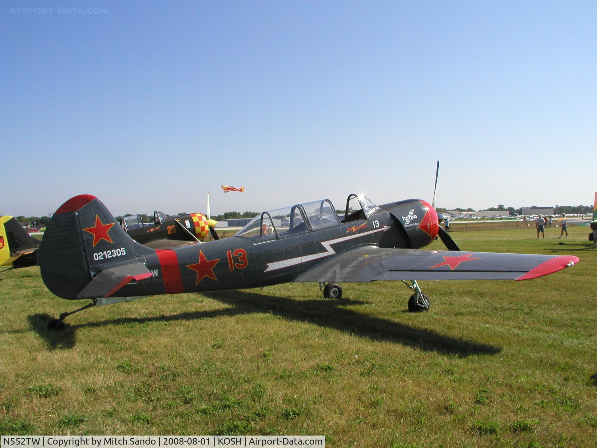 N552TW, 2002 Yakovlev (Aerostar) Yak-52TW C/N 0212305, EAA AirVenture 2008.