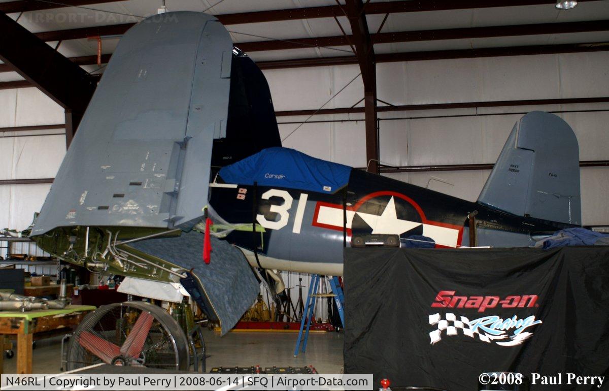N46RL, 1945 Goodyear FG-1D Corsair C/N Not found (92508/N46RL), Having some work done after a landing gear related issue