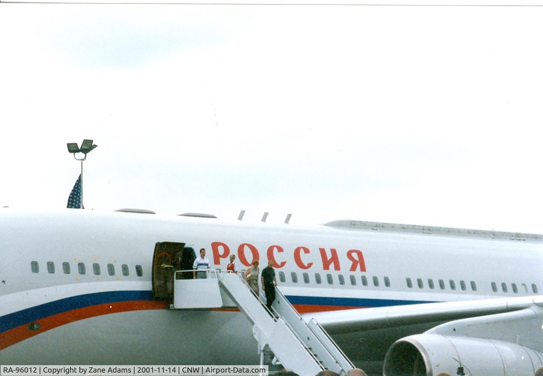 RA-96012, 1994 Ilyushin Il-96-300 C/N 74393201009, Russian President Valdimir Putin at Waco, TX on a state visit with U.S. President George W. Bush (Crawford, TX) Photo taken by Virgina Young (cousin) used with permission.
