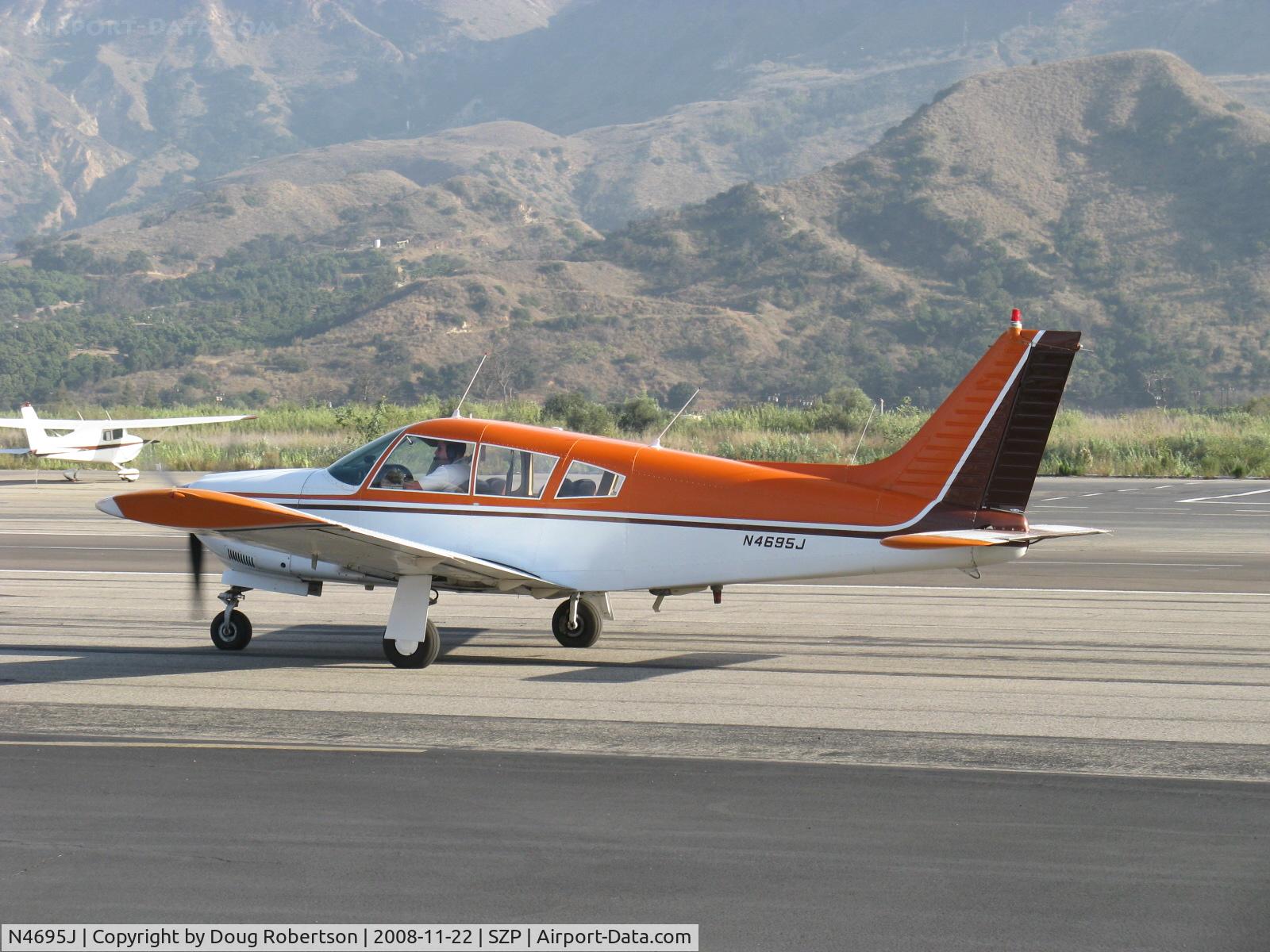 N4695J, 1968 Piper PA-28R-180 Cherokee Arrow C/N 28R-30598, 1968 Piper PA-28R-180 ARROW 180, Lycoming IO-360-B1E 180 Hp, taxi after landing Rwy 22
