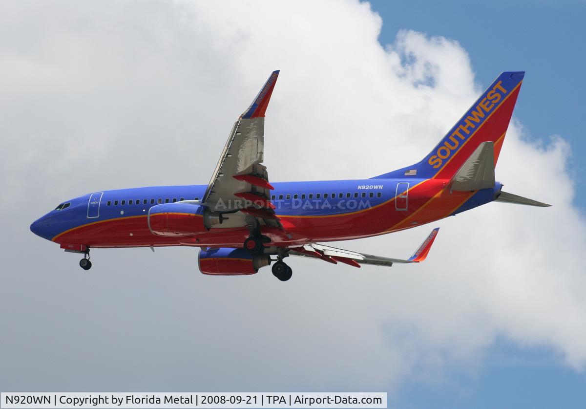 N920WN, 2008 Boeing 737-7H4 C/N 32460, Southwest 737-700