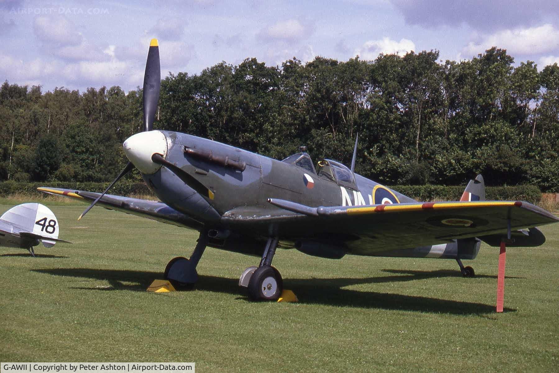 G-AWII, 1942 Supermarine 349 Spitfire LF.Vc C/N WASP/20/223, Old Warden, Bedfordshire, England. August 1993