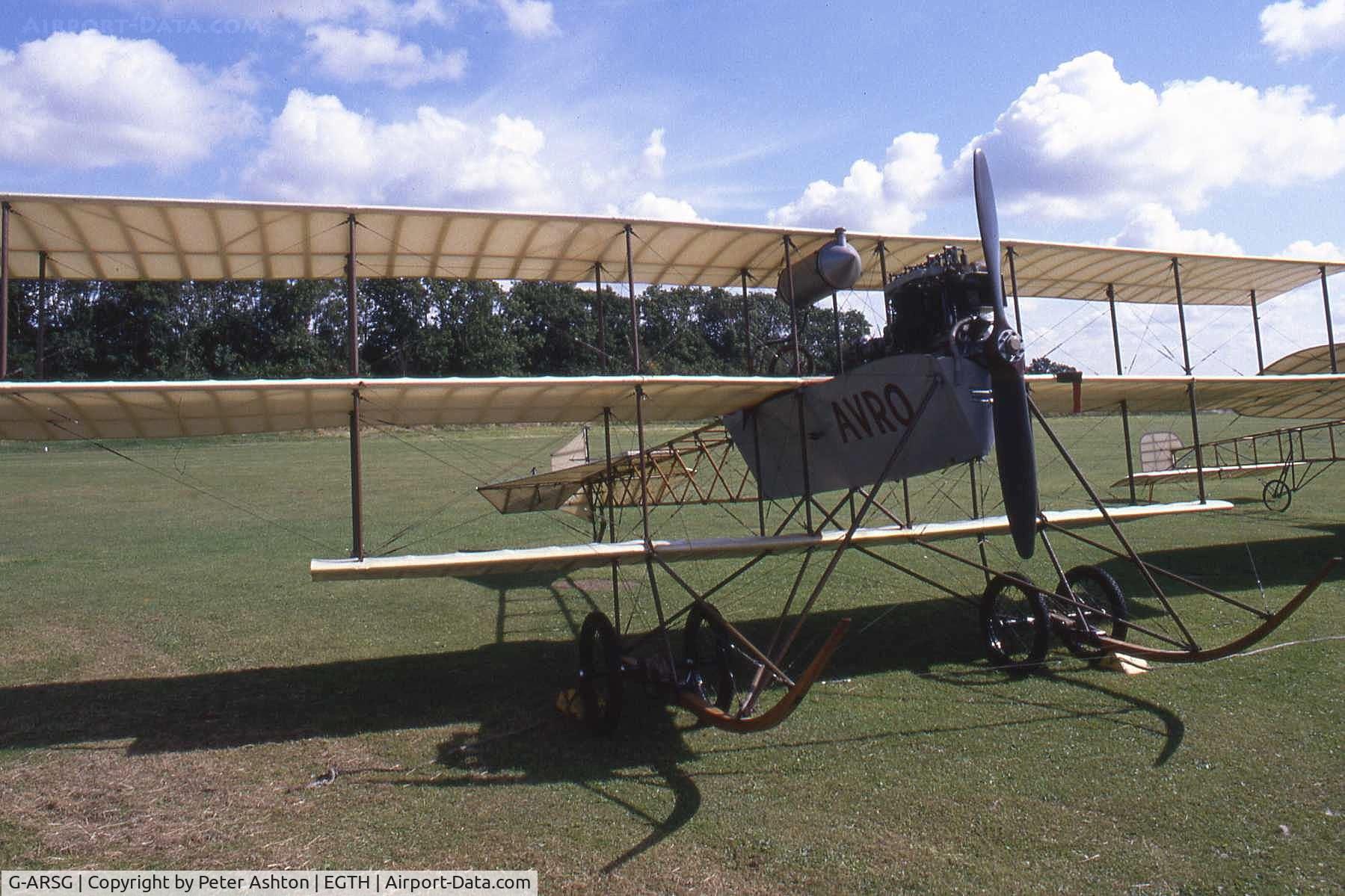 G-ARSG, 1964 Avro Roe Triplane Type IV replica C/N TRI.1, Old Warden, Bedfordshire, England. August 1993