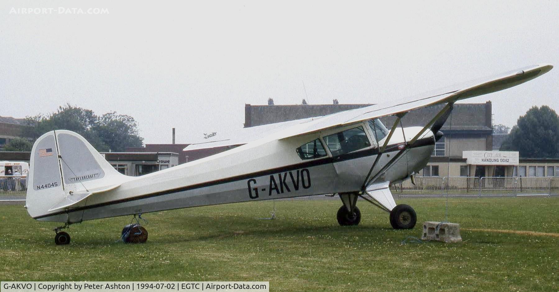 G-AKVO, 1946 Taylorcraft BC-12D Twosome C/N 9845, PFA Rally 1994