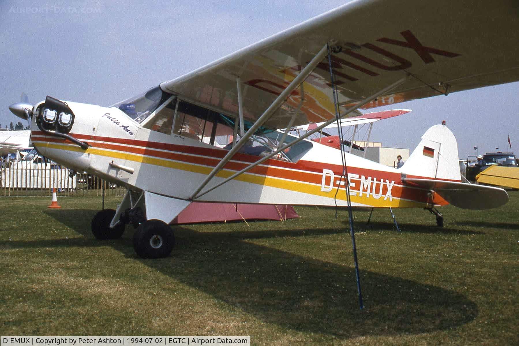 D-EMUX, Piper L-4H Grasshopper (J3C-65D) C/N 11496, Piper J-3C-65 Cub. PFA Rally 1994