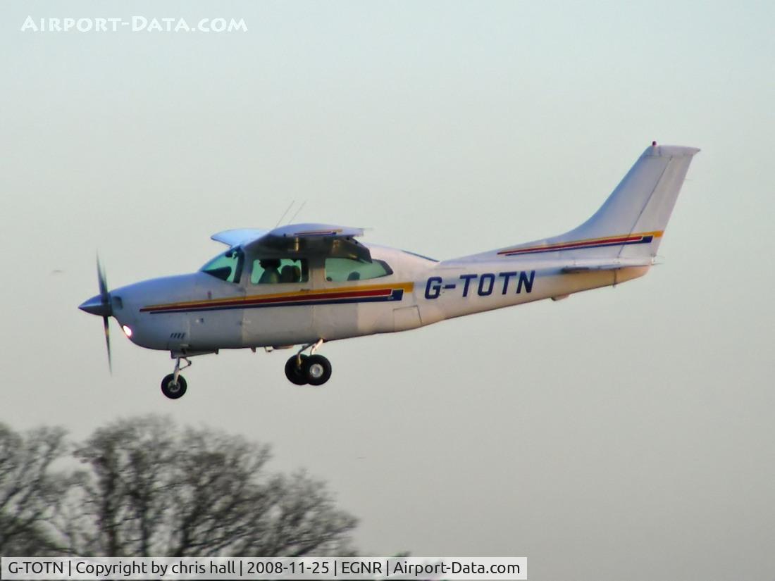 G-TOTN, 1977 Cessna 210M Centurion C/N 21061674, short finals into Hawarden